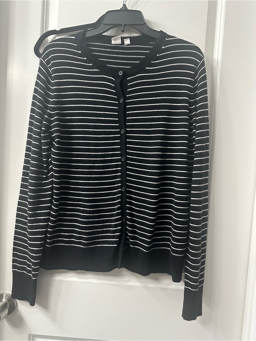 Gap striped crewneck button down cardigan sweater size large